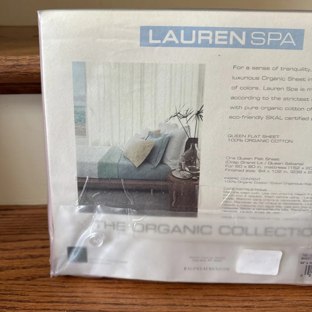 Ralph Lauren Spa Organic Cotton Conch Color Queen Flat Sheet New 1st Quality
